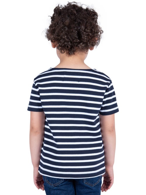 Marinière Coton BIO manches courtes 'Breizh Océan', tee shirt enfant mixte - Kiabi Marinière Coton BIO manches courtes 'Breizh Océan', tee shirt enfant mixte - Kiabi