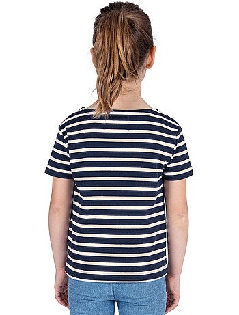 Marinière Coton BIO manches courtes 'Breizh Océan', tee shirt enfant mixte