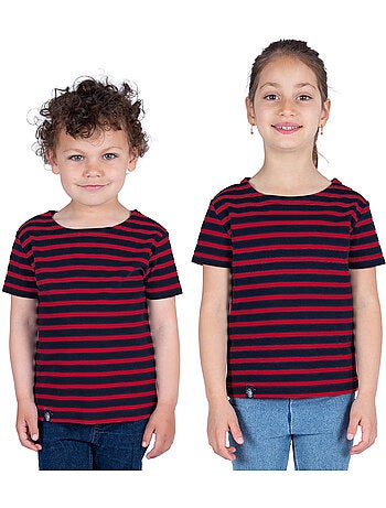 Marinière Coton BIO manches courtes 'Breizh Océan', tee shirt enfant mixte