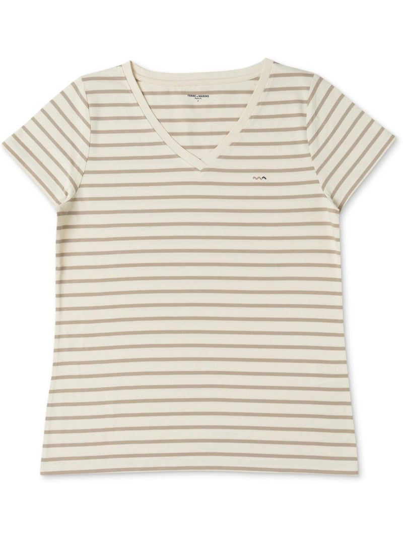 Marinière éco-conçue - Terre de Marins Beige/Blanc - Kiabi