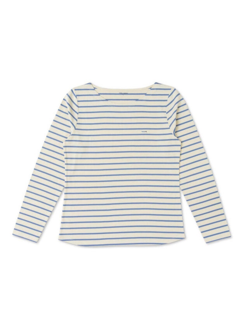 Marinière éco-conçue manches longues grège/bleu Femme Beige gris - Kiabi