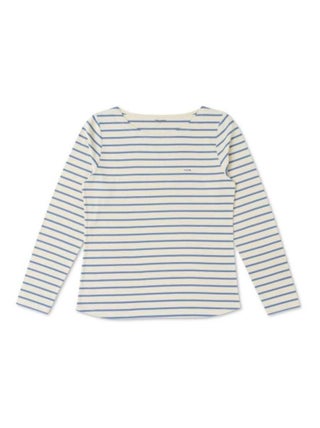 Marinière éco-conçue manches longues grège/bleu Femme