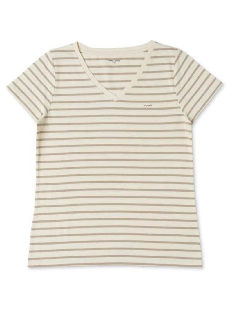 Marinière éco conçue Femme manches courtes grège/sable Beige - Kiabi