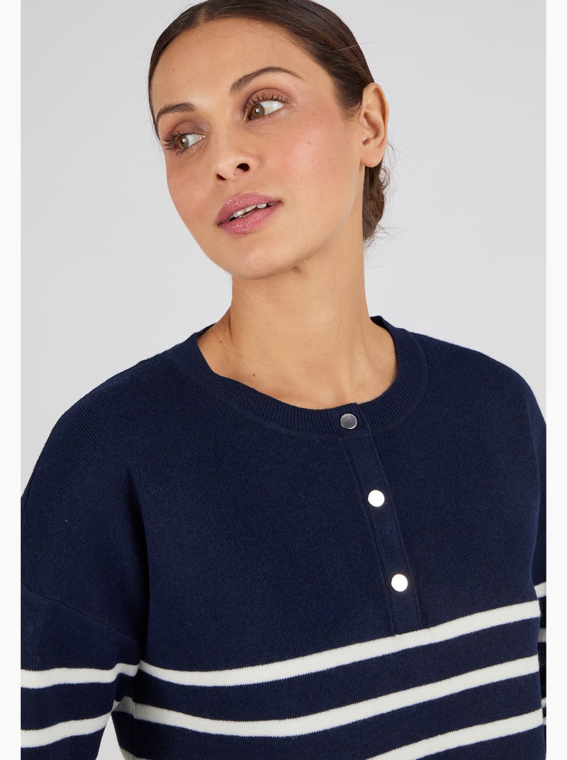 Marinière esprit sweat Thermolactyl - Damart Bleu - Kiabi