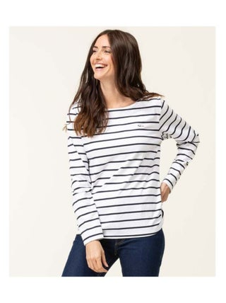 Marinière Femme blanc rayé bleu marine
