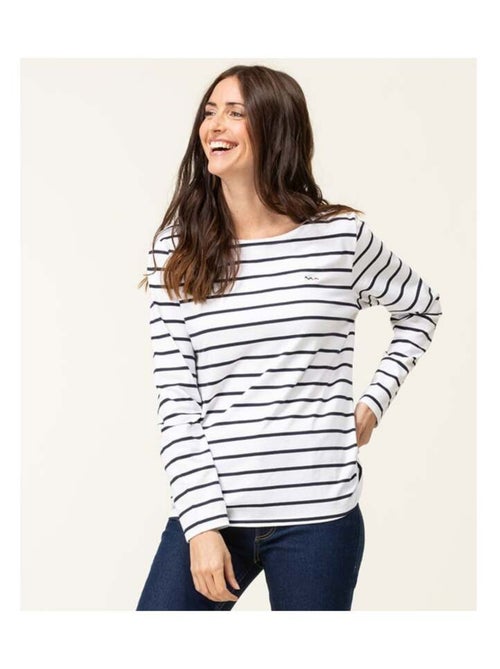 Marinière Femme blanc rayé bleu marine - Kiabi