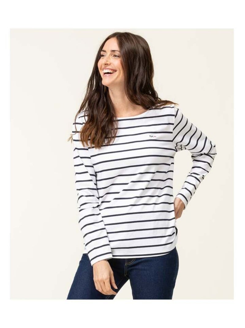 Marinière Femme blanc rayé bleu marine Bleu - Kiabi