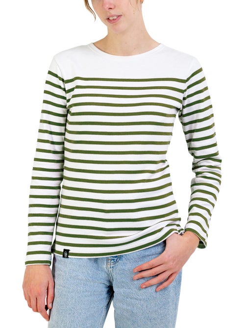Marinière Femme Coton Bio Épais PIRIAC - Tee Shirt Manches Longues Rayé - Kiabi