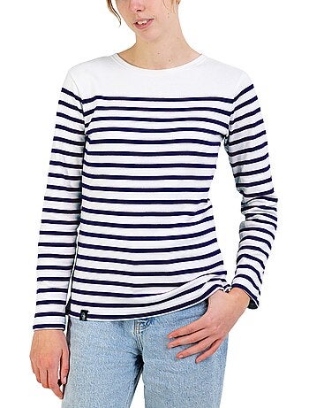 Marinière Femme Coton Bio Épais PIRIAC - Tee Shirt Manches Longues Rayé