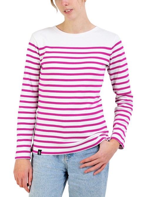 Marinière Femme Coton Bio Épais PIRIAC - Tee Shirt Manches Longues Rayé - Kiabi