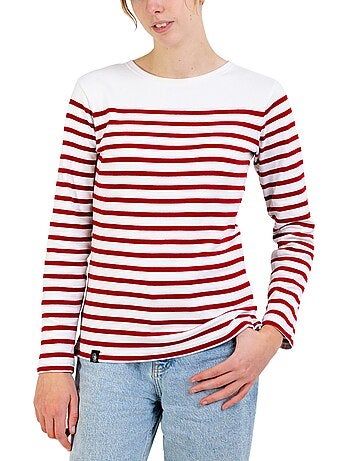 Marinière Femme Coton Bio Épais PIRIAC - Tee Shirt Manches Longues Rayé