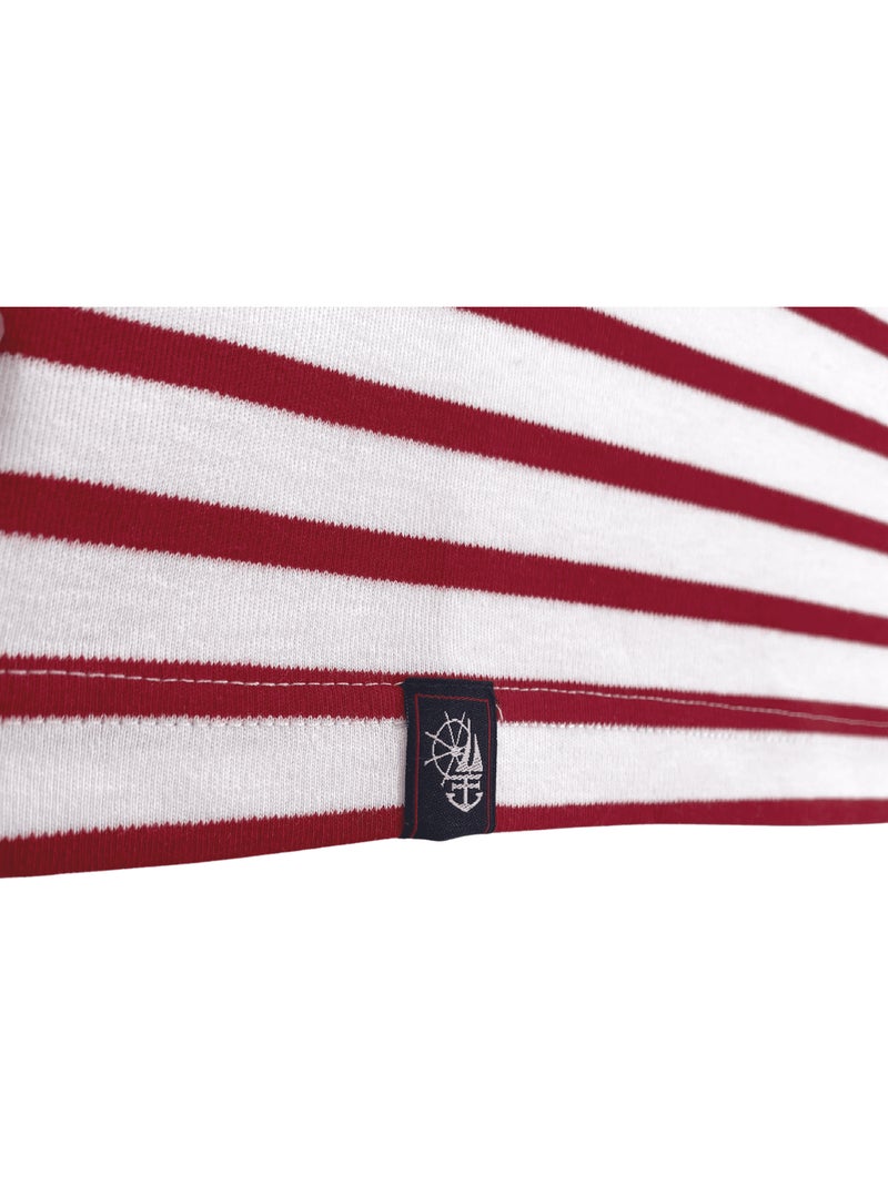 Marinière Femme Coton Bio Épais PIRIAC - Tee Shirt Manches Longues Rayé Blanc/Rouge - Kiabi