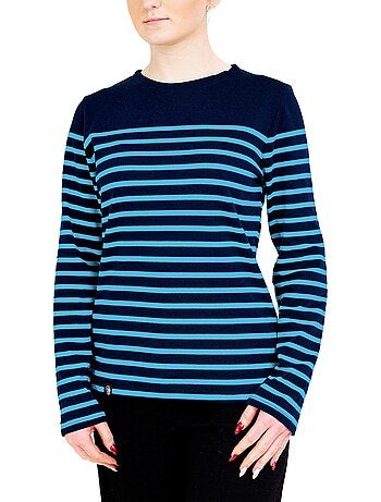 Marinière Femme Coton Bio Épais PIRIAC - Tee Shirt Manches Longues Rayé