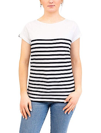 Marinière femme en coton léger 'breizh océan', t-shirt à rayures femme