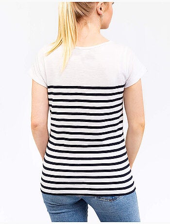 Marinière femme en coton léger 'breizh océan', t-shirt à rayures femme