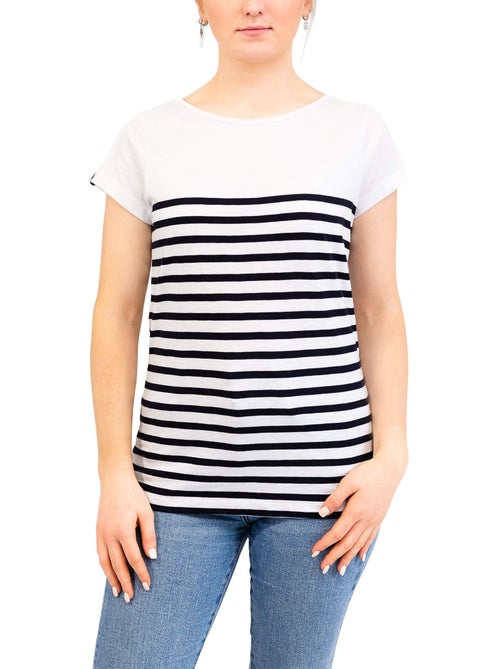 Marinière femme en coton léger 'breizh océan', t-shirt à rayures femme - Kiabi Marinière femme en coton léger 'breizh océan', t-shirt à rayures femme - Kiabi