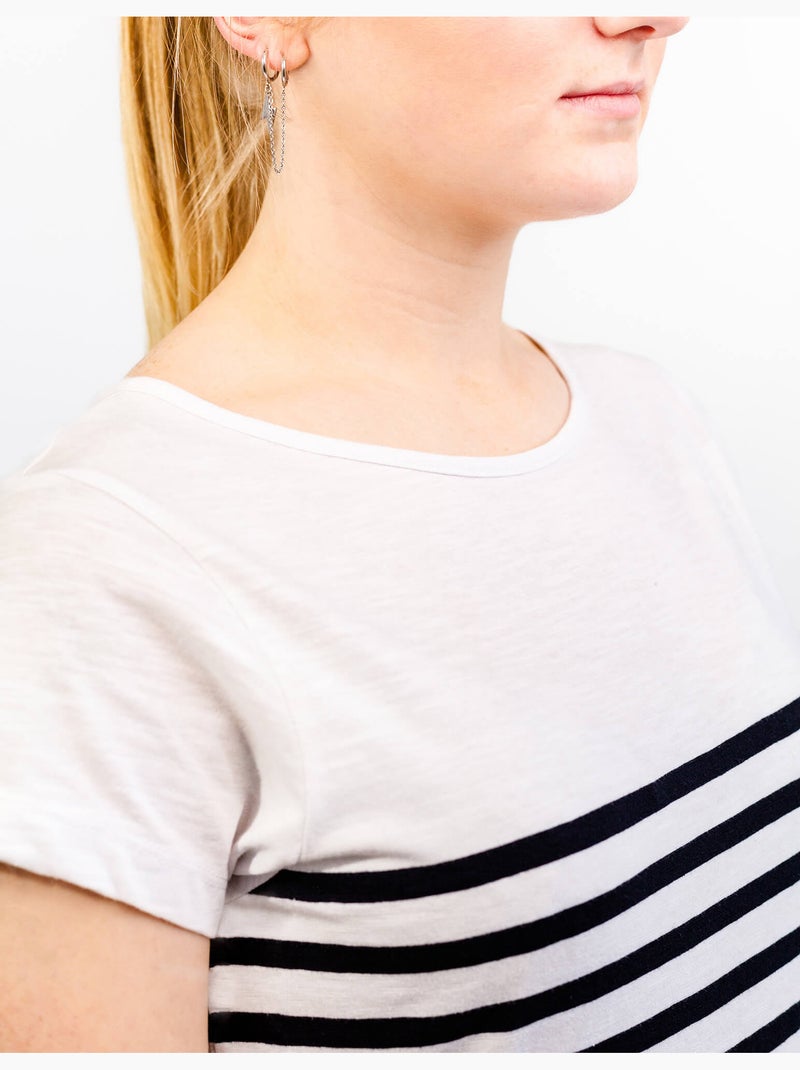 Marinière femme en coton léger 'breizh océan', t-shirt à rayures femme Blanc/Marine - Kiabi
