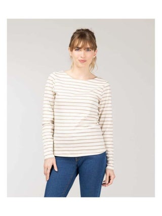 Marinière Femme grège rayé beige