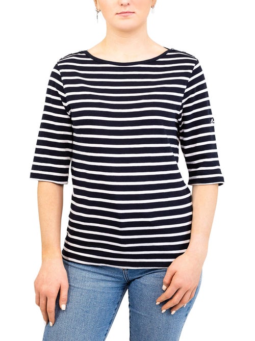 Marinière femme manches 3/4 'breizh océan', t-shirt à rayures coupe ajustée - Kiabi Marinière femme manches 3/4 'breizh océan', t-shirt à rayures coupe ajustée - Kiabi