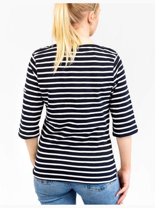 Marinière femme manches 3/4 'breizh océan', t-shirt à rayures coupe ajustée - Kiabi Marinière femme manches 3/4 'breizh océan', t-shirt à rayures coupe ajustée - Kiabi