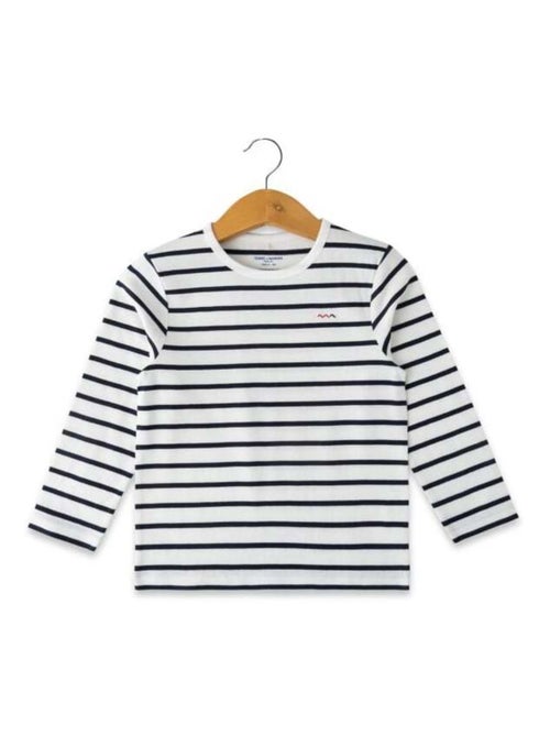 Marinière Garçon éco-conçue blanc/bleu marine - Kiabi