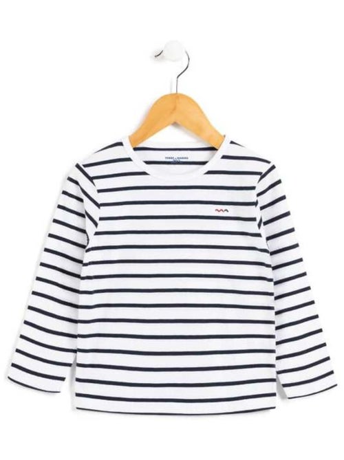 Marinière Garçon éco-conçue blanc/bleu marine - Kiabi