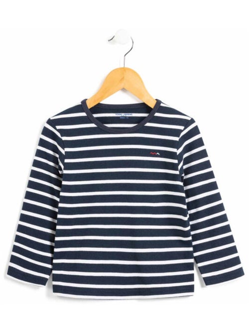 Marinière Garçon éco-conçue bleu marine rayé blanc - Kiabi