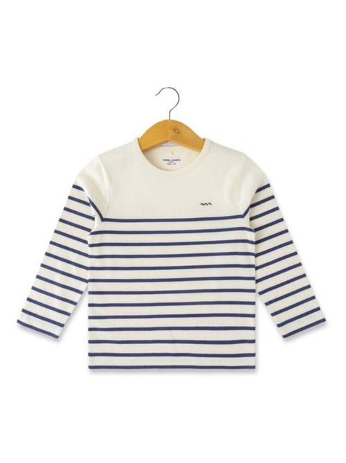 Marinière Garçon grège rayé bleu - Kiabi