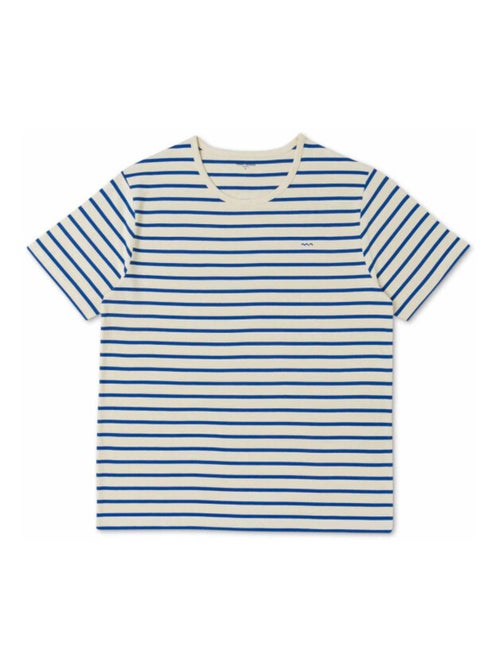 Marinière Homme manches courtes grège rayé bleu - Kiabi