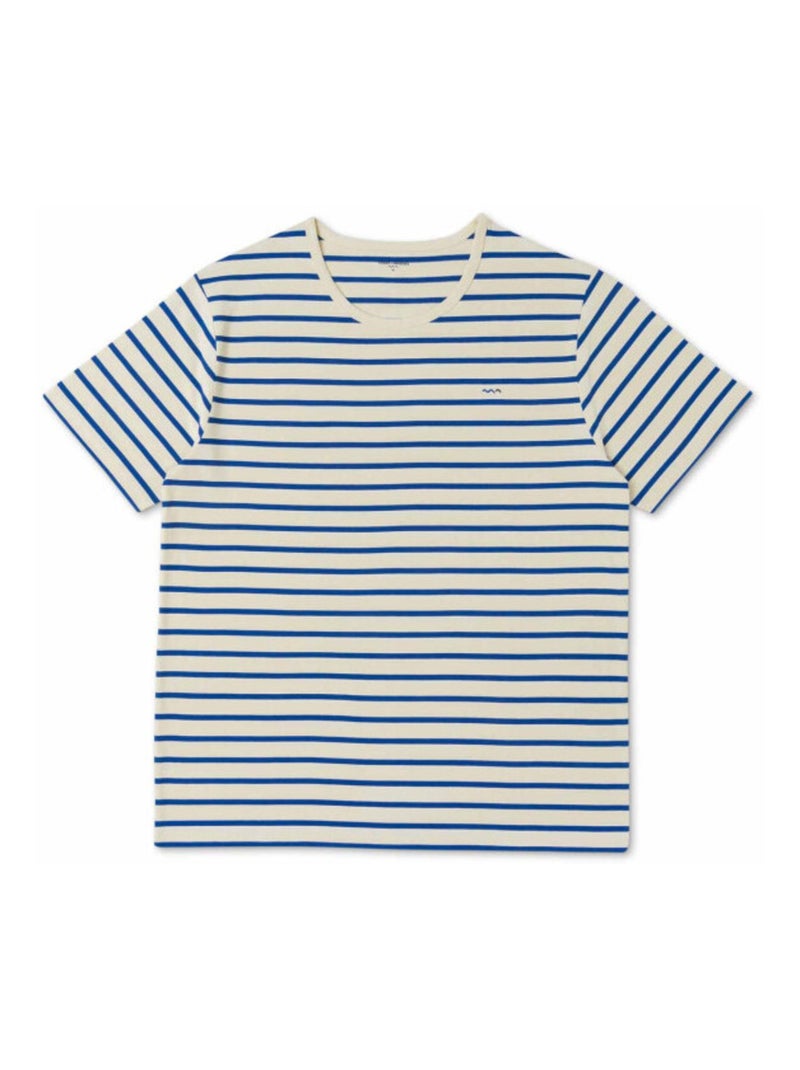 Marinière Homme manches courtes grège rayé bleu Bleu - Kiabi