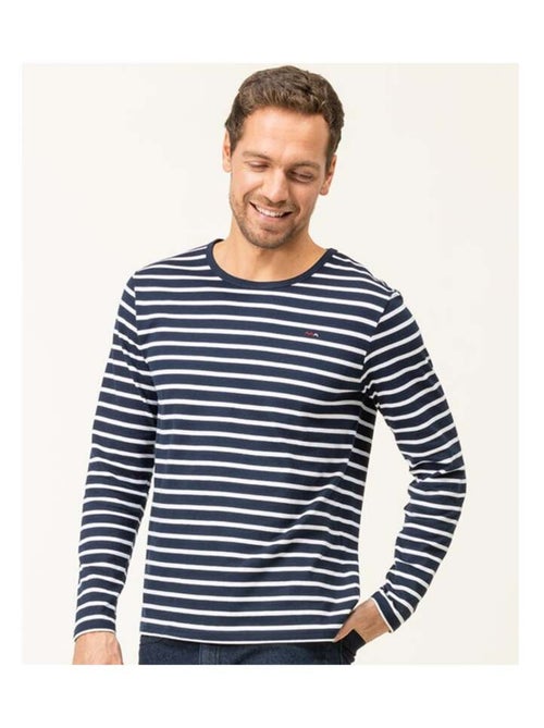 Marinière Homme manches longues bleu marine rayé blanc - Kiabi