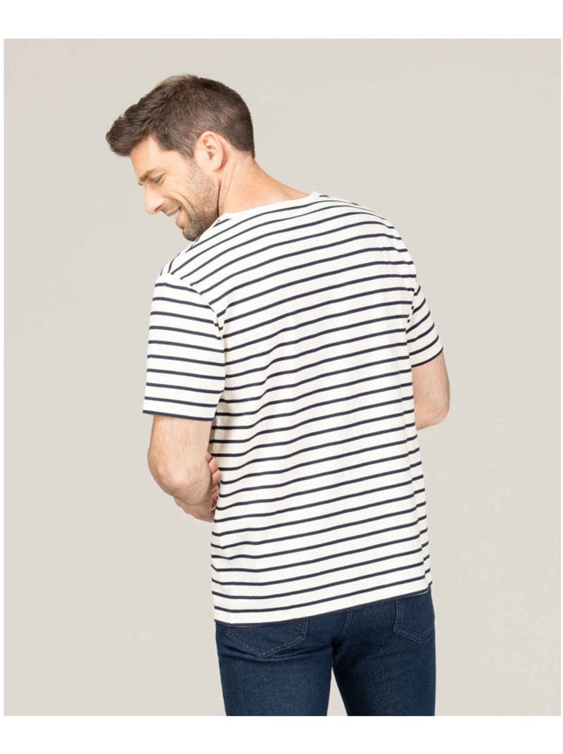 Mariniere manches courtes - Terre de Marins Blanc Bleu marine - Kiabi