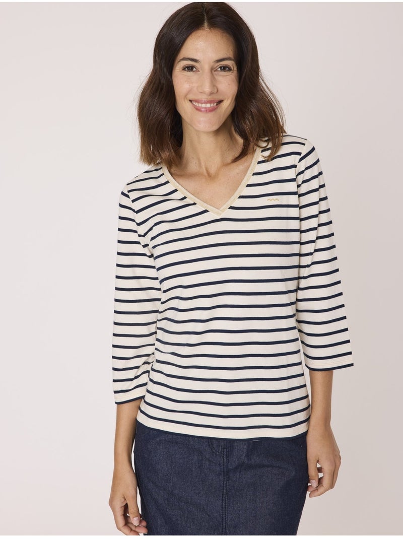 Mariniere manches courtes - Terre de Marins Blanc Bleu - Kiabi