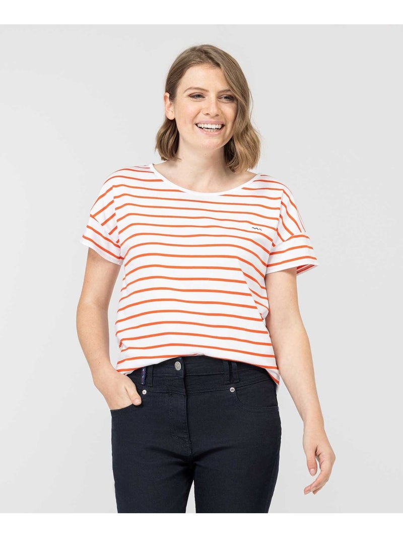 Mariniere manches courtes - Terre de Marins Blanc Orange - Kiabi