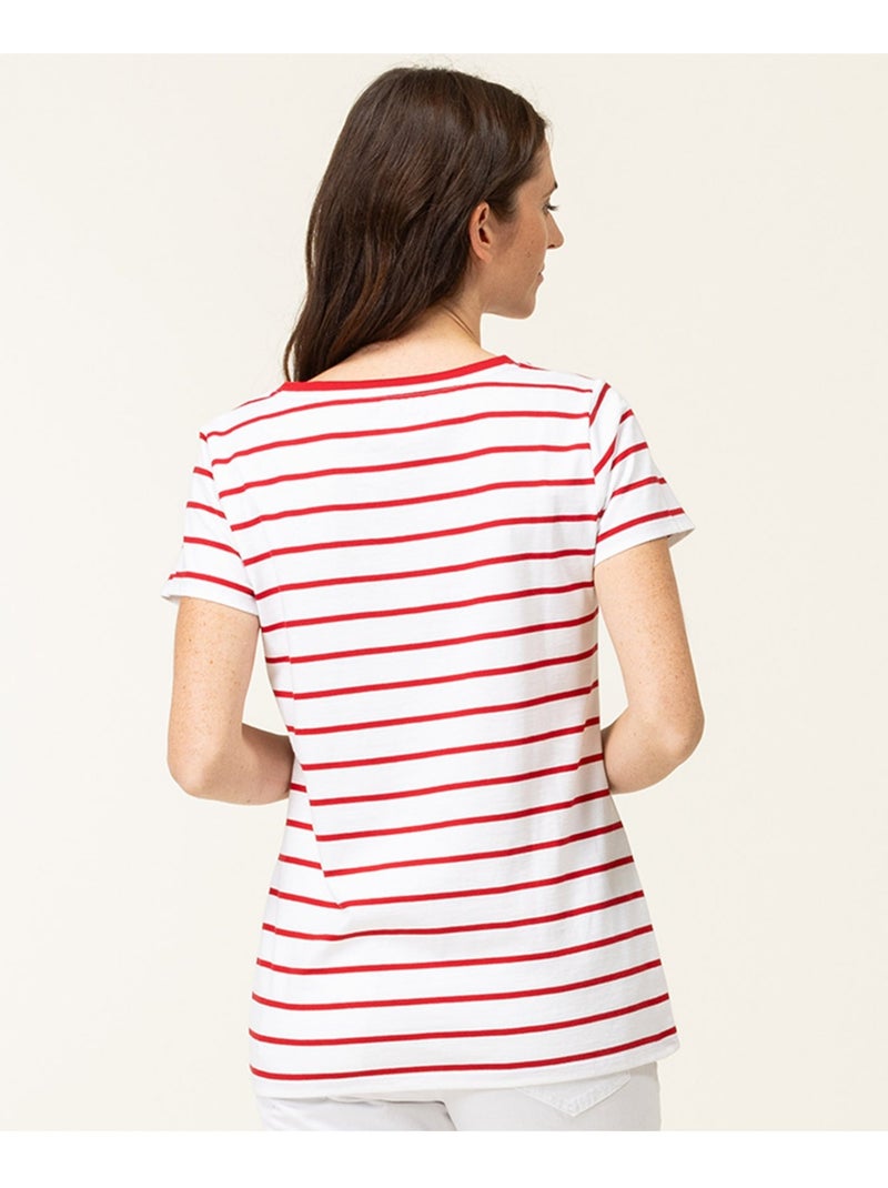 Mariniere manches courtes - Terre de Marins Blanc Rouge - Kiabi