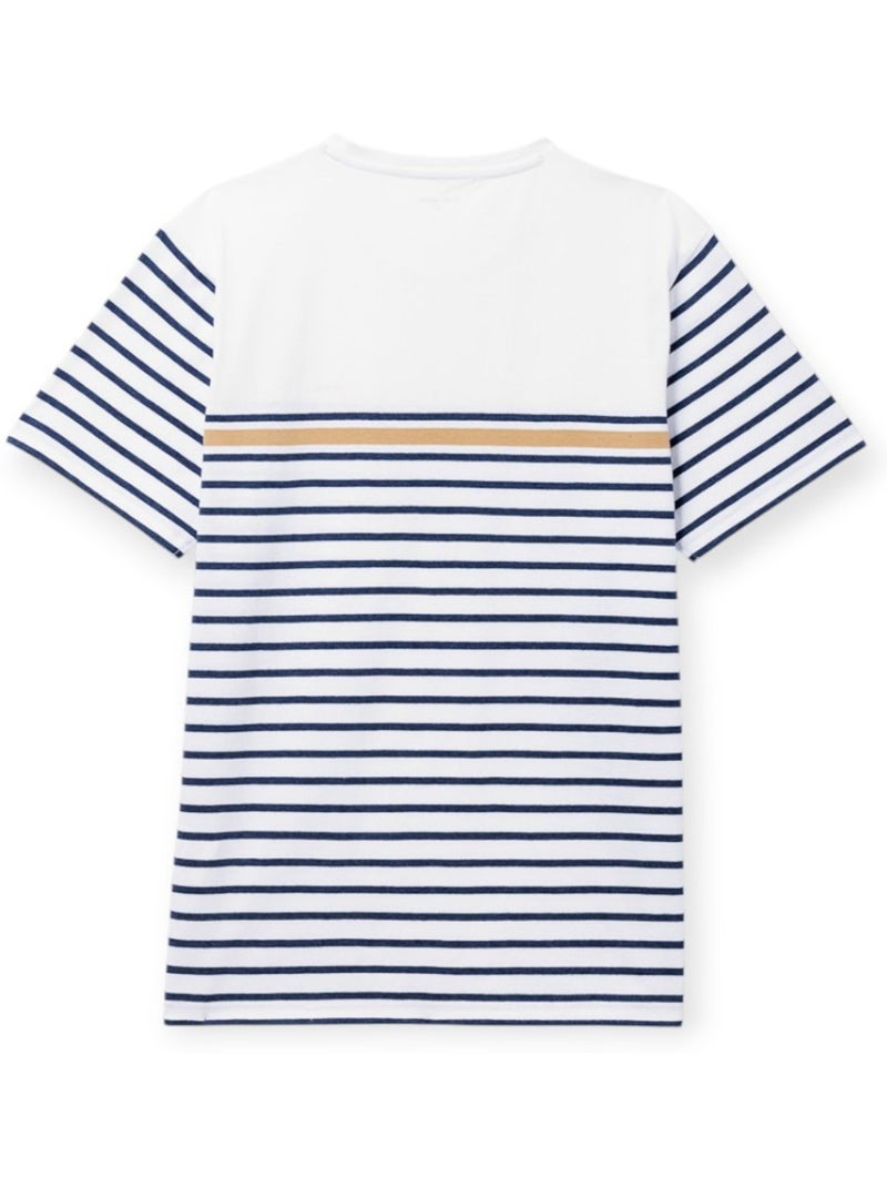Mariniere manches courtes 100% coton - Terre de Marins Blanc Beige - Kiabi