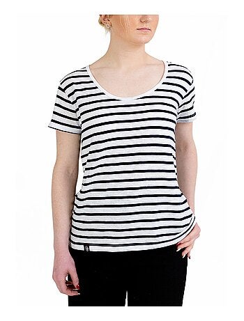 Marinière Manches Courtes 'Breizh Océan', T-shirt Été, 100% Coton léger