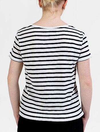 Marinière Manches Courtes 'Breizh Océan', T-shirt Été, 100% Coton léger