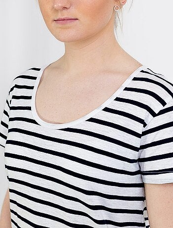 Marinière Manches Courtes 'Breizh Océan', T-shirt Été, 100% Coton léger