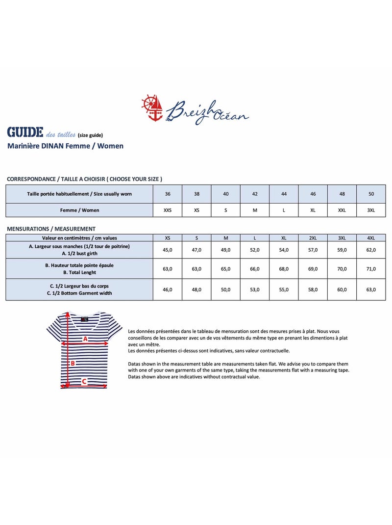 Marinière Manches Courtes 'Breizh Océan', T-shirt Été, 100% Coton léger Blanc/Marine - Kiabi