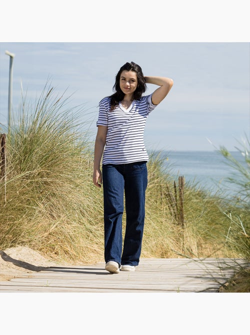 Marinière manches courtes Femme en Coton Bio 'Breizh Océan', Tshirt femme Rayé - Kiabi Marinière manches courtes Femme en Coton Bio 'Breizh Océan', Tshirt femme Rayé - Kiabi