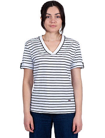 Marinière manches courtes Femme en Coton Bio 'Breizh Océan', Tshirt femme Rayé