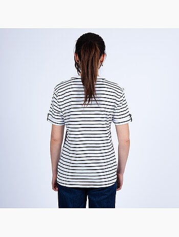 Marinière manches courtes Femme en Coton Bio 'Breizh Océan', Tshirt femme Rayé