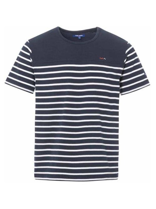 Marinière manches courtes Homme bleu marine rayé blanc - Kiabi