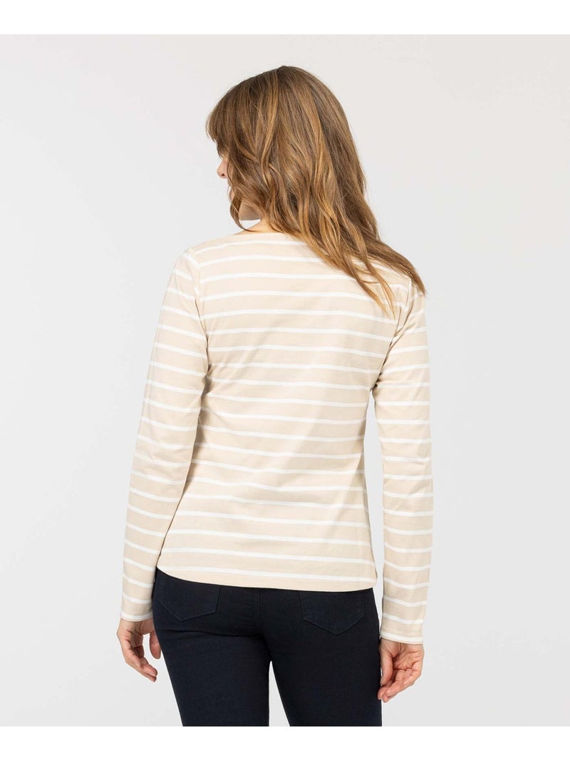 Mariniere manches longues - Terre de Marins Beige/Blanc - Kiabi
