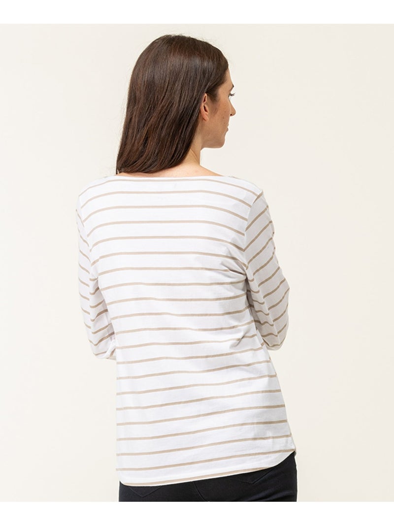 Mariniere manches longues - Terre de Marins Blanc Beige - Kiabi