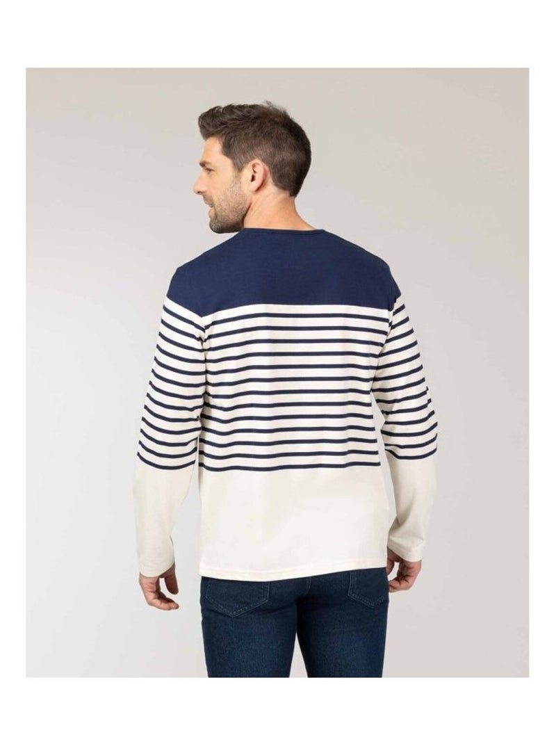 Mariniere manches longues - Terre de Marins Blanc Bleu marine - Kiabi