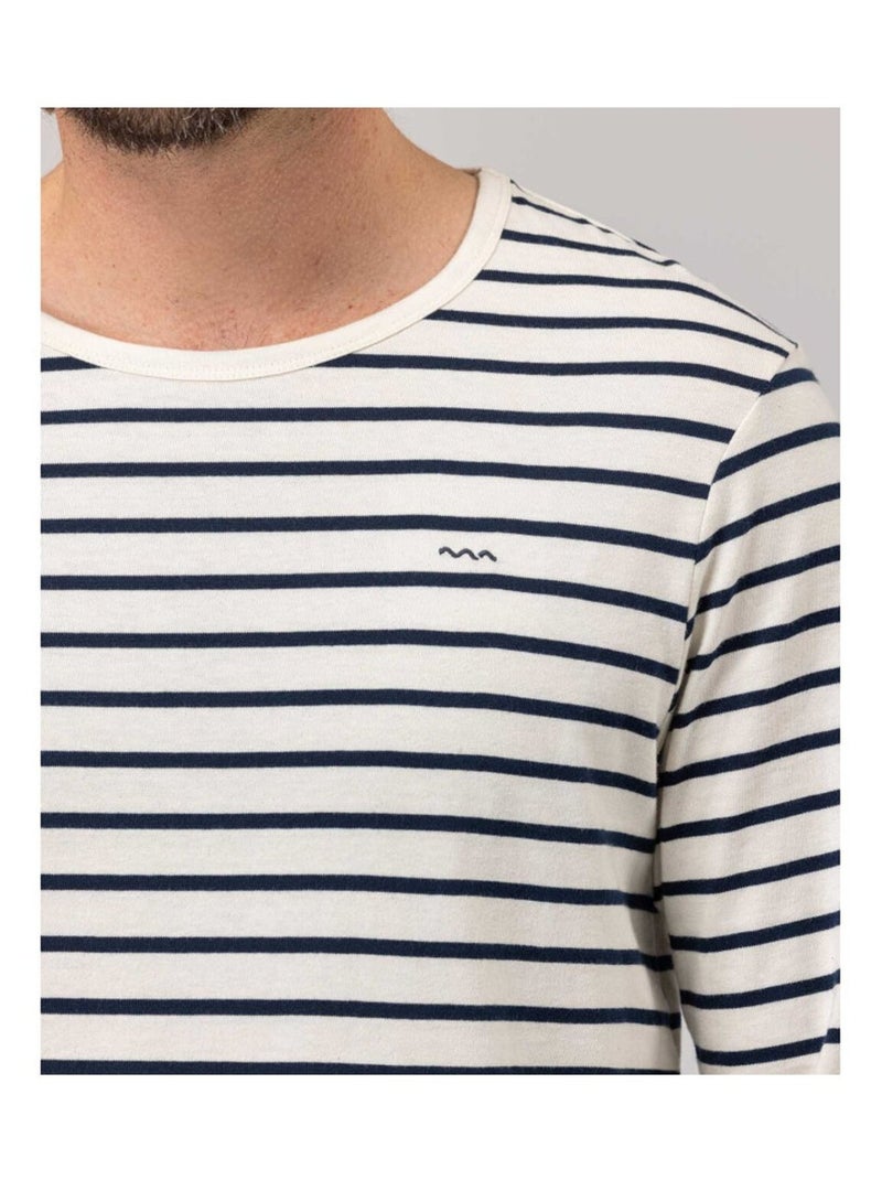 Mariniere manches longues - Terre de Marins Blanc Bleu marine - Kiabi