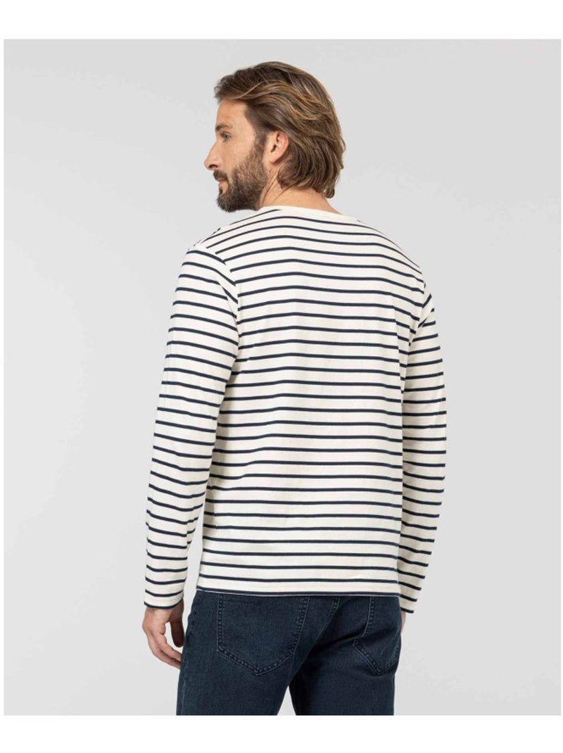 Mariniere manches longues - Terre de Marins Blanc Bleu marine - Kiabi