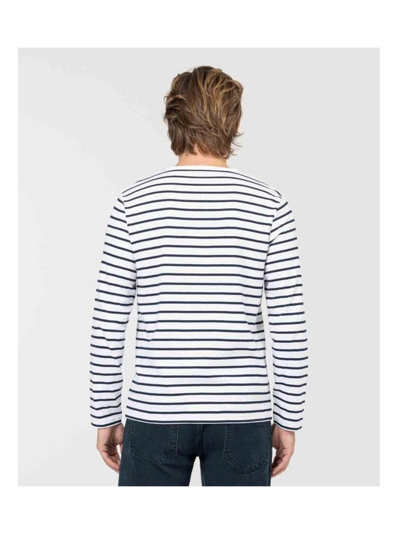 Mariniere manches longues - Terre de Marins Blanc Bleu marine - Kiabi